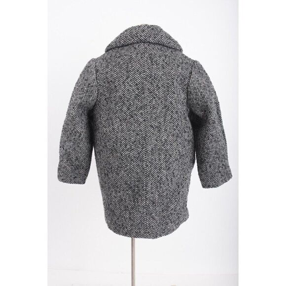Zara Kids Wool Pea Coat Herringbone Black White Sz 7 Yrs 122 cm Manteco wool NWT - Picture 5 of 8
